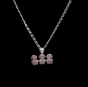 925 sterling‎ silver three boy pendant necklace